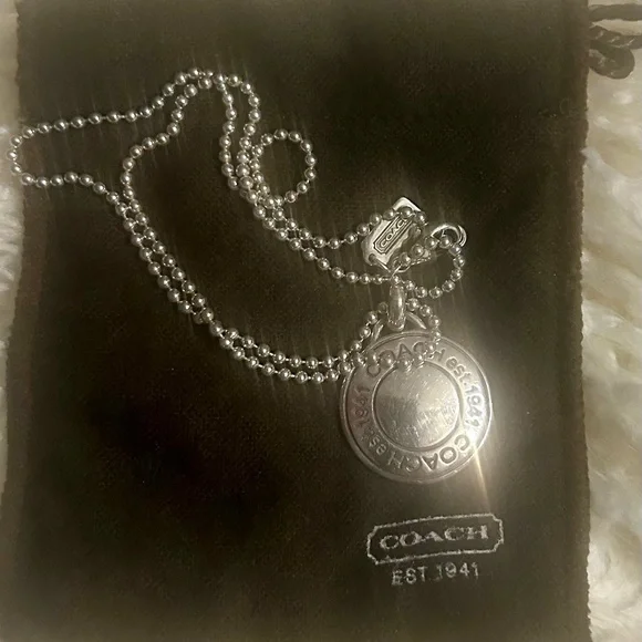 Coach Silver Engraved Pendant Necklace - Picture 1 of 5